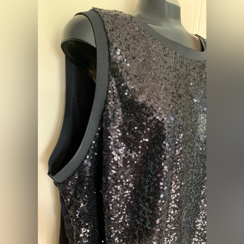 NWT RACHEL Rachel Roy Black Tiny Sequin Encrusted Tank Top. 3X. Black back